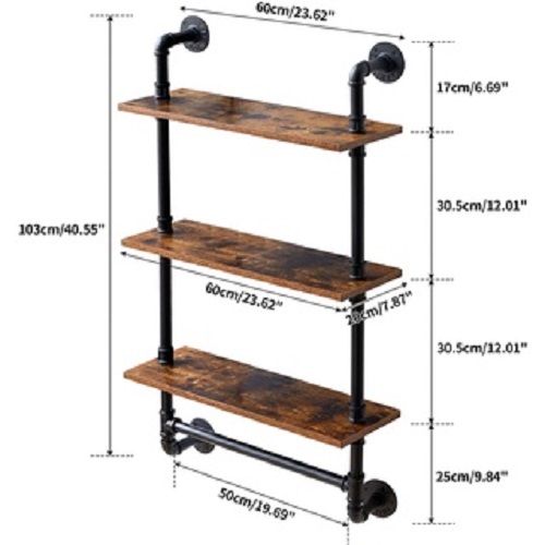Kệ ống nước Nội Thất , Kệ treo tường 3 tầng trang trí ,decor phòng bếp nhà tắm, phòng khách