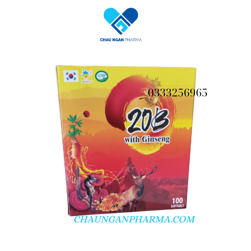 20B With Ginseng Bồi bổ sức khỏe, kích thích tiêu hóa, tăng cường miễn dịch cơ thể hộp 100v