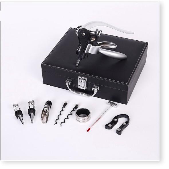 Hộp dụng cụ khui champagne chuyên nghiệp - Black Leather Box