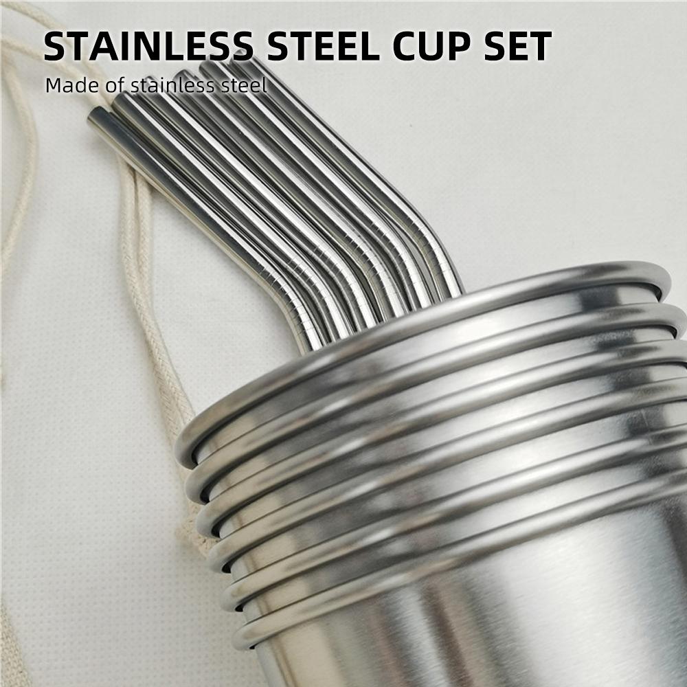 500ml Stainless Steel Cups and 6PCS Stainless Steel Straws Stainless Steel Cups Stackable Cups Drinking Cups Metal Cups