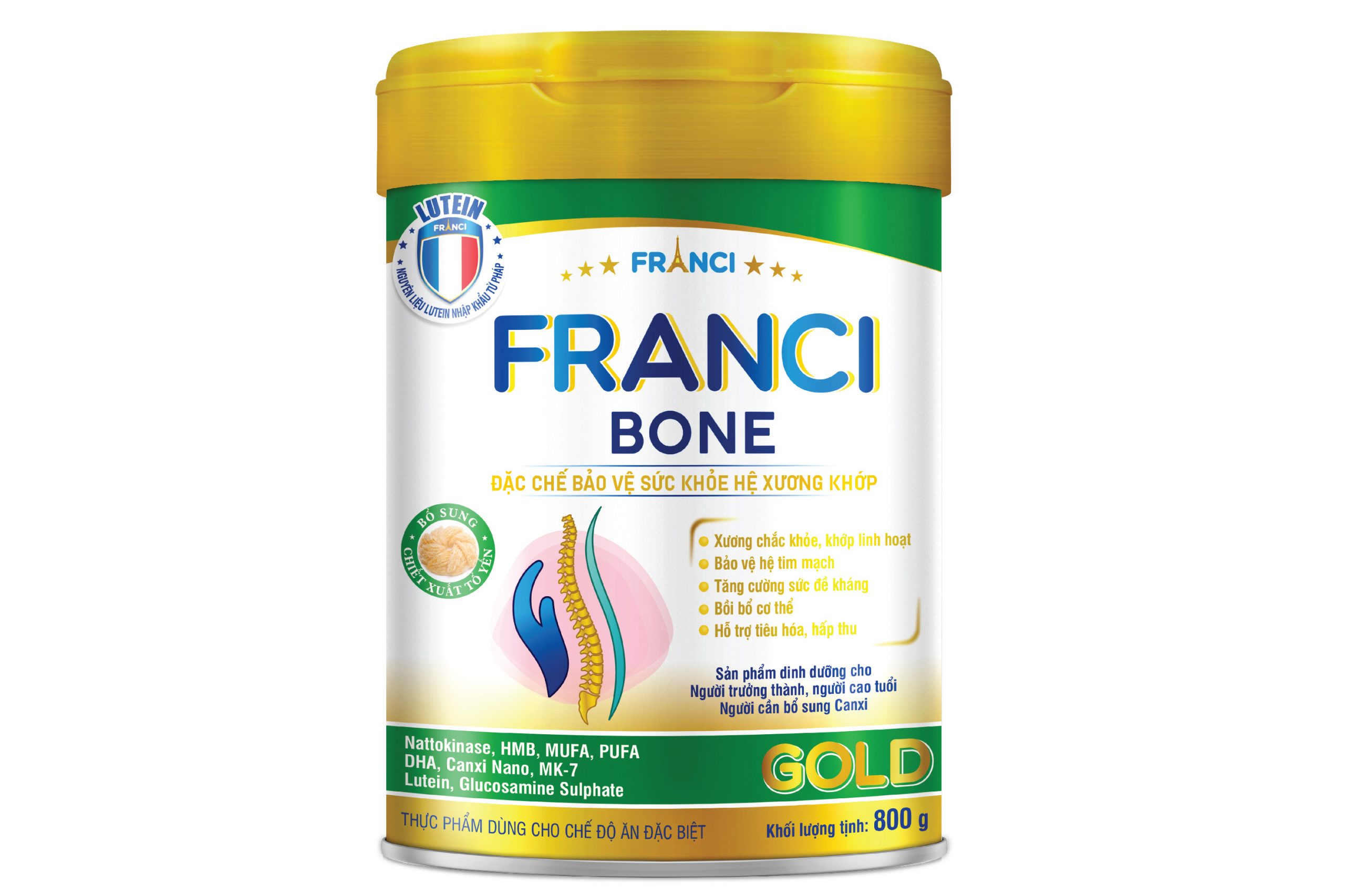 Combo 5 lon Sữa bột FRANCI BONE GOLD lon 800g - Bảo vệ sức khỏe hệ xương khớp
