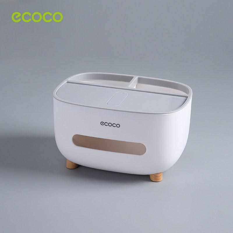 Hộp Đựng Giấy Ăn Kèm Ngăn Để Điểu Khiển, Remote Đa Năng Thương Hiệu Ecoco Chĩnh Hãng | Gia Dụng Plus