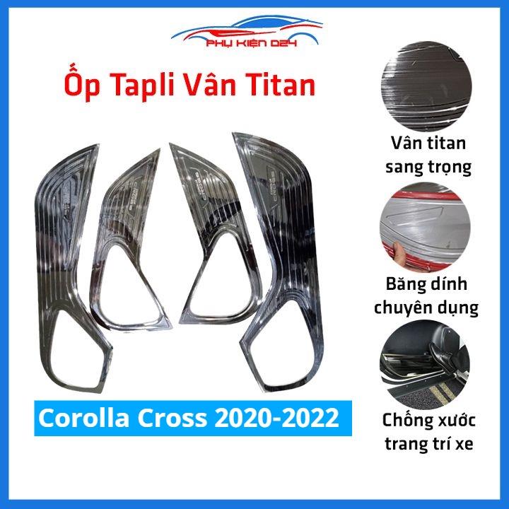 Bộ ốp tapli Corolla Cross 2020-2021-2022 vân Titan chống xước va đập khi mở cửa và làm đẹp xe