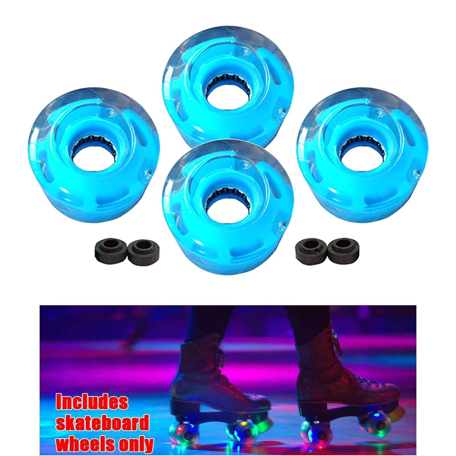 4pcs Roller Skate Wheels Light Flash for Double Row Skating Blue