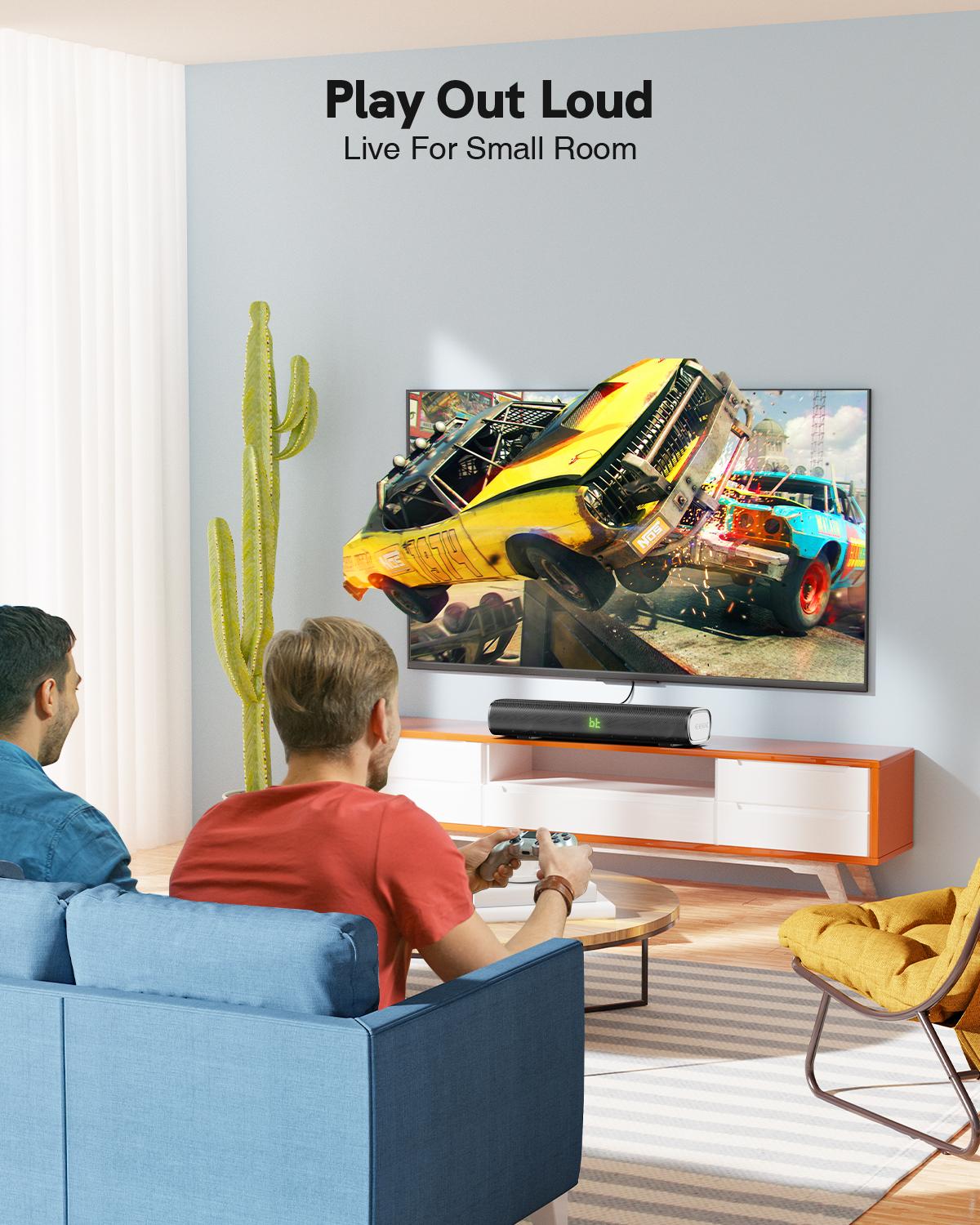 Ultimea 50W TV Sound Bar có dây Bluetooth Home Bulid-In DSP 3D Stereo bao quanh Mini Soundbar cho PC Game TV Bluetooth loa Color: Tapio I Woofer Size/Full-Range Size: UK Plug