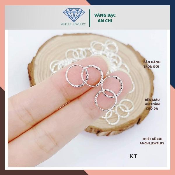 Bông tai bạc nam nữ, khuyên tai khoen tròn thời trang Anchi jewelry