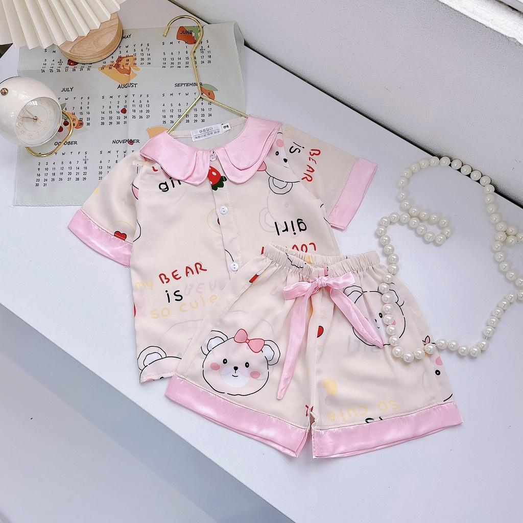 Đồ bộ bé gái, bộ pijama ngắn tay cho bé gái size 18-35kg chất lụa mango mềm mát