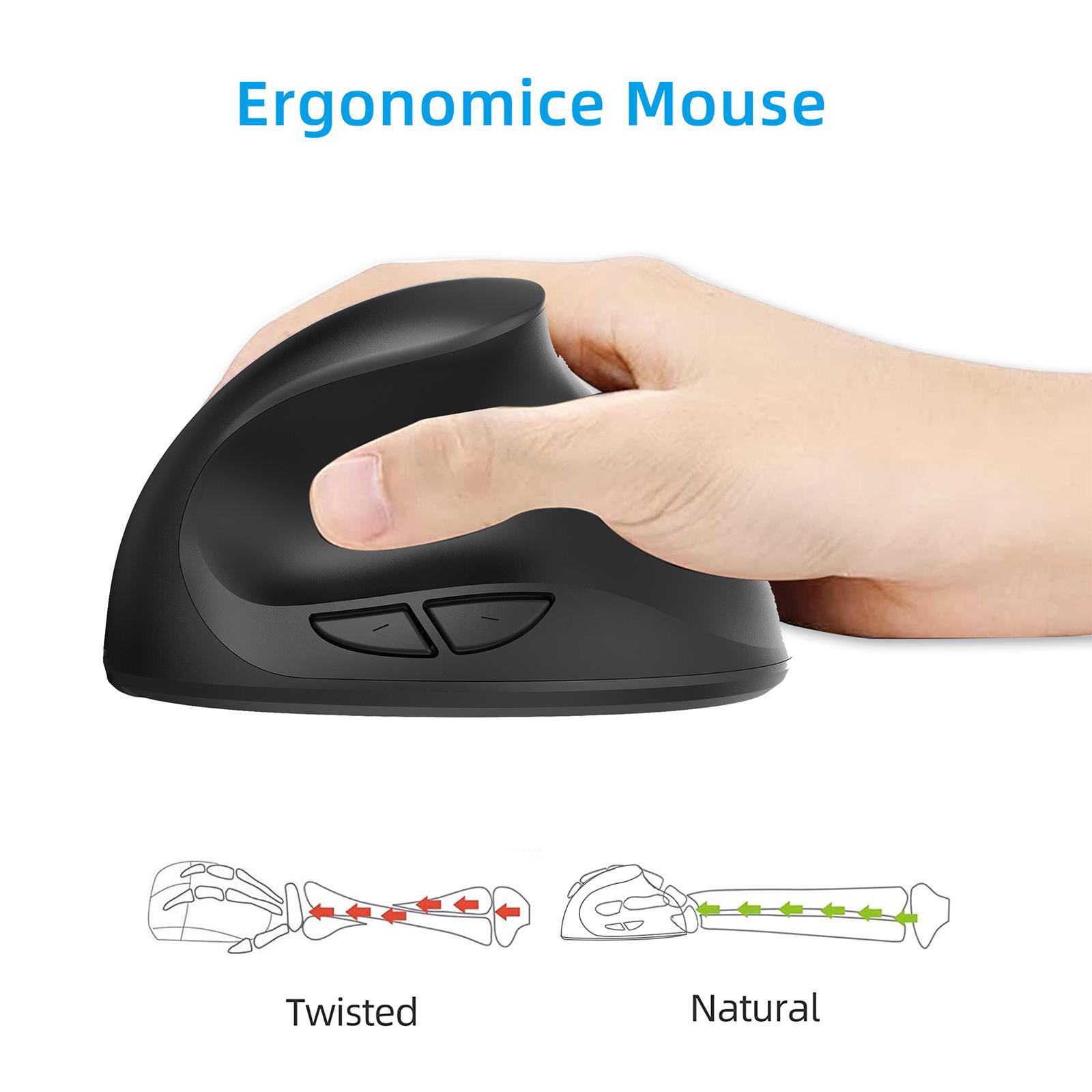 Ergonomic Mouse  Optical Vertical Mice Rechargeable for Gamers Black