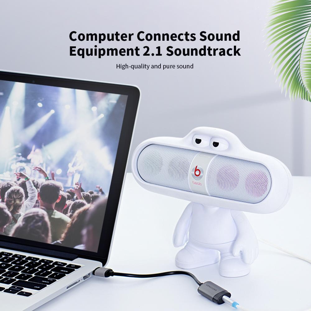 VENTION Thẻ âm thanh USB Bộ điều hợp âm thanh nổi bên ngoài với micrô tai nghe 3,5 mm Thay thế cho máy tính xách tay / máy tính để bàn / PS4