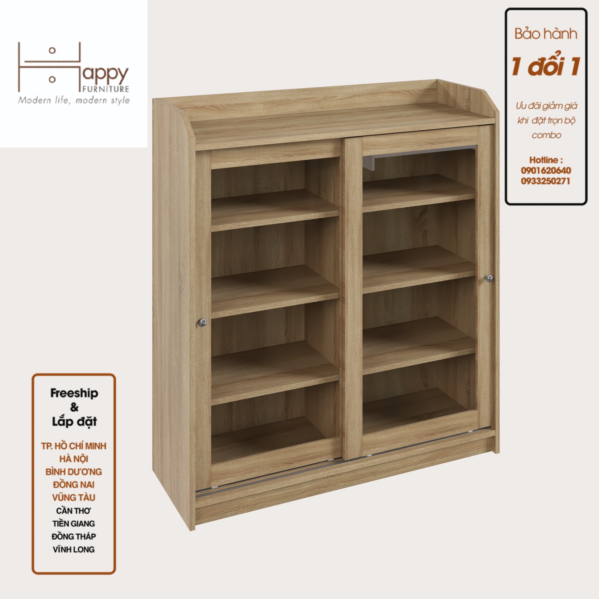 RUNI, Tủ đựng đồ - 2 cánh cửa kính, 105cm x 37cm x 116cm , TCL_001