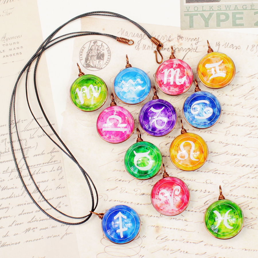Dây chuyền 12 cung hoàng đạo Zodiac màu sắc tươi sáng siêu đẹp cho nữ 06647-DC0014
