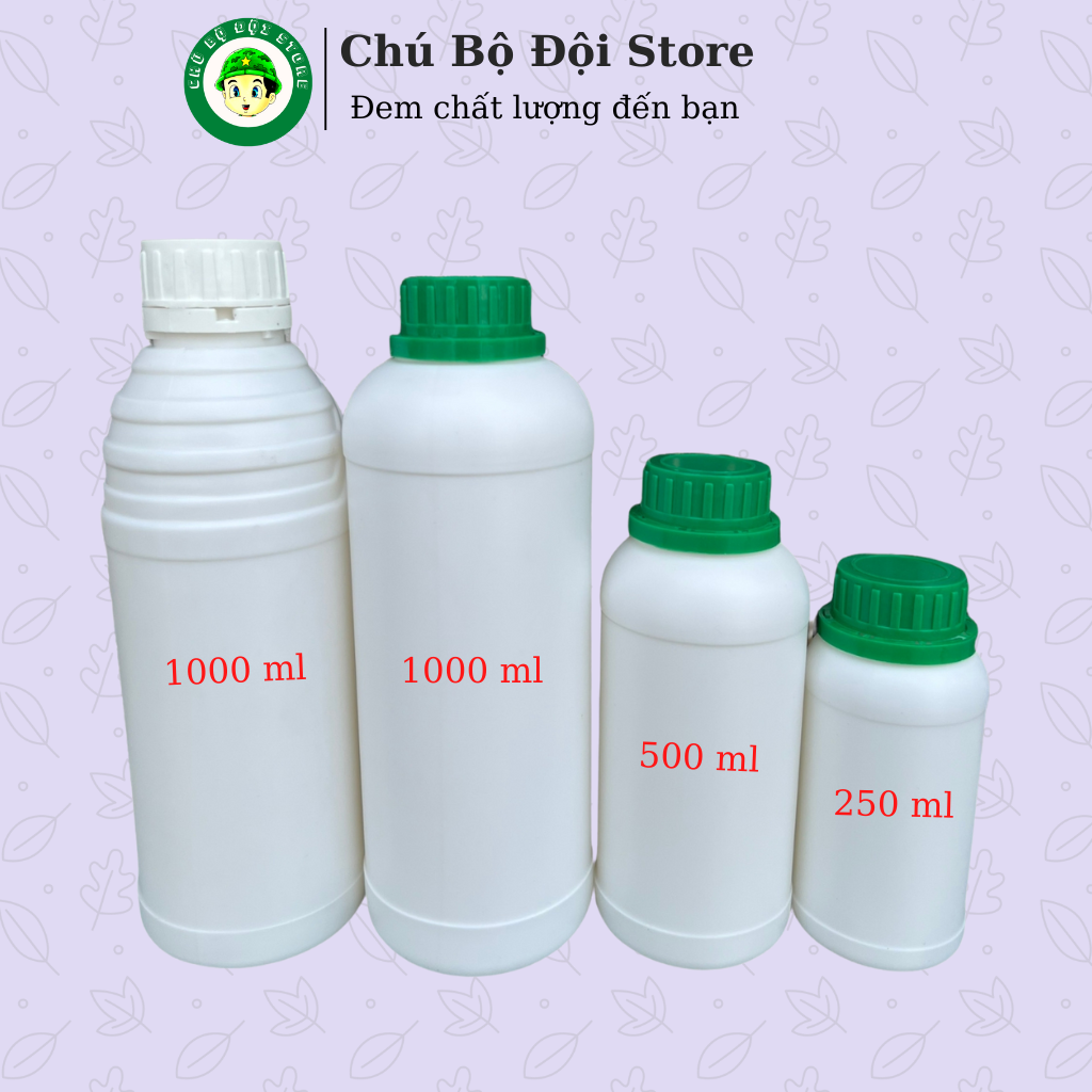 Combo Chai Nhựa HDPE (250ml - 500ml - 1000ml) Có Nắp + Seal Chống Tràn