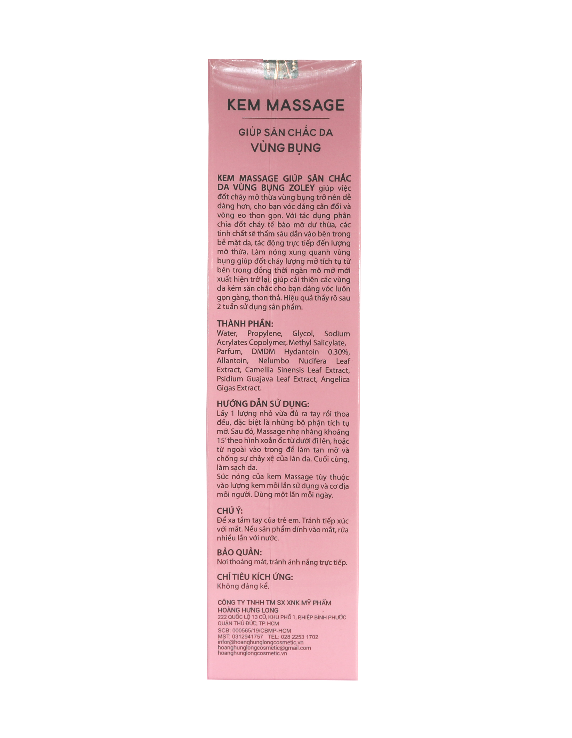 Kem Massage giúp Săn chắc da Vùng bụng Zoley 200ml