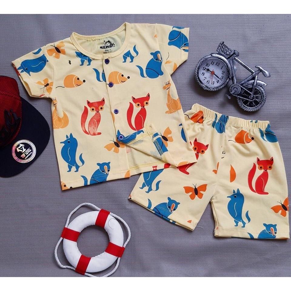 BỘ COTTON ĐÙI CHO BÉ HỌA TIẾT CON VẬT ĐÁNG YÊU CHO BÉ TRAI