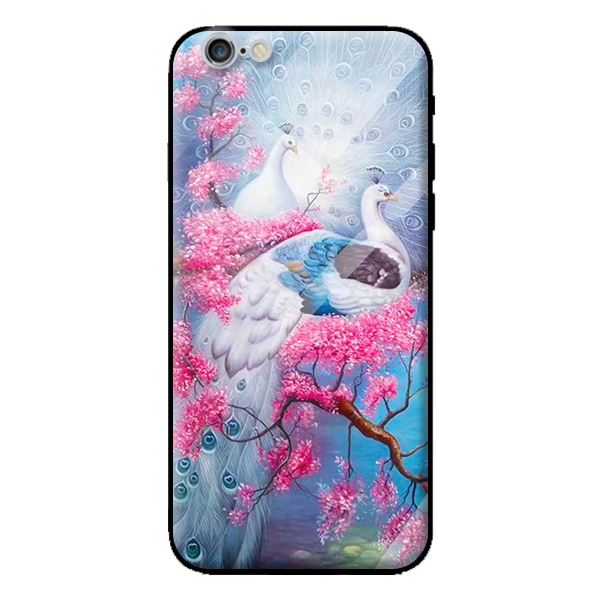 Ốp kính cường lực cho iPhone 6 mẫu chim công 7 - Hàng chính hãng