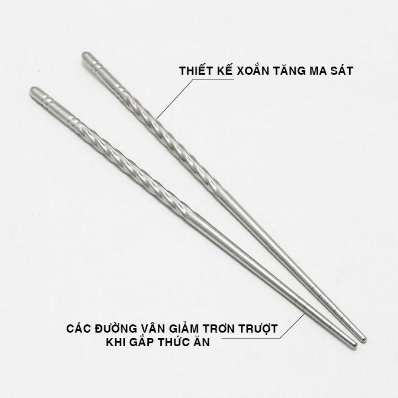 Đũa inox xoắn 201 cao cấp ( 2vỉ  = 10 đôi )