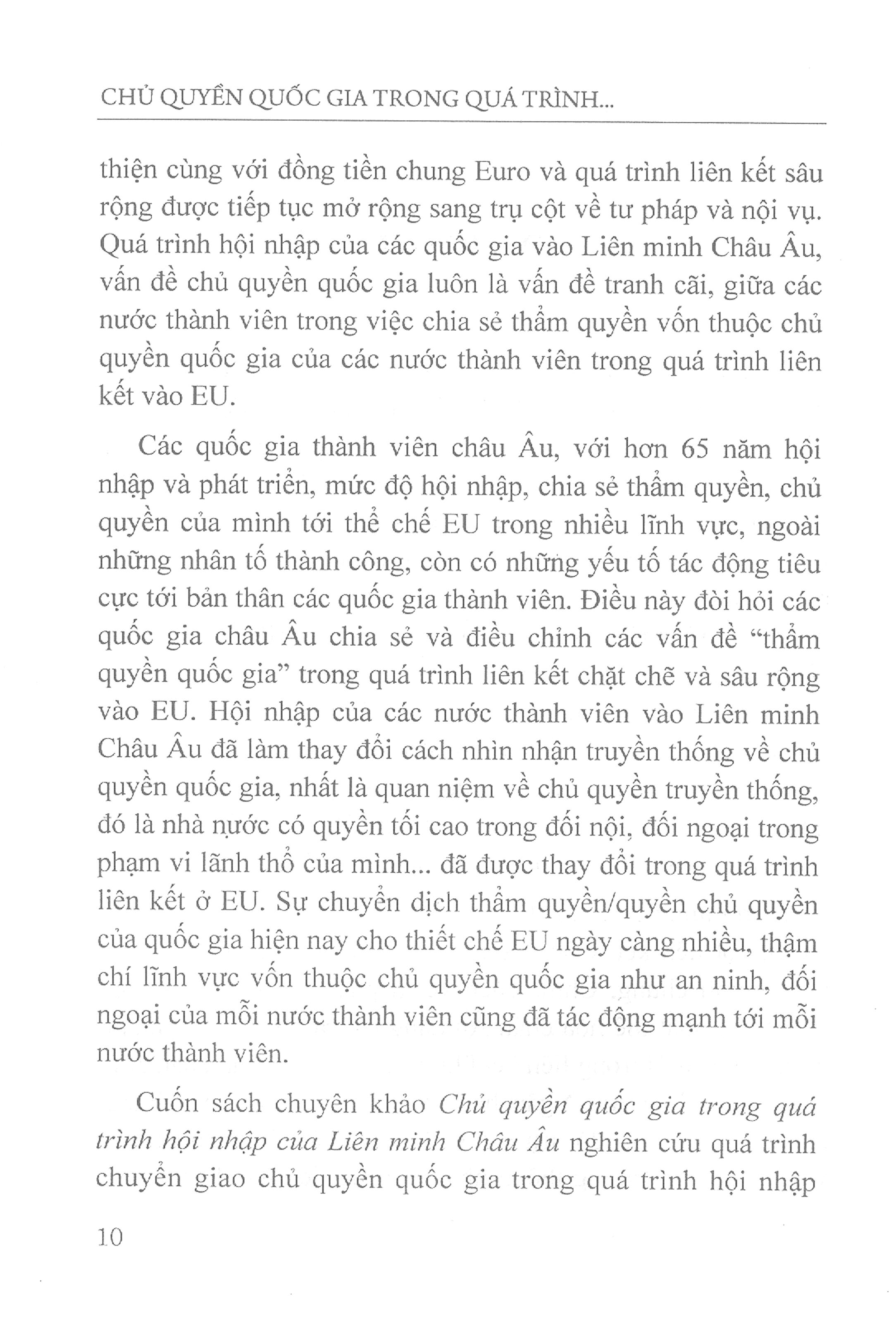 Chủ Quyền Quốc Gia Trong Quá Trình Hội Nhập Của Liên Minh Châu Âu (Sách chuyên khảo)