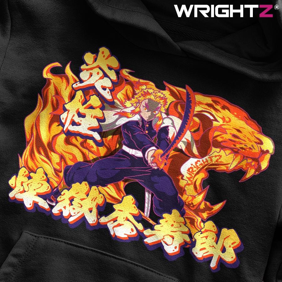 Áo hoodie Wrightz anime demon slayer Kimetsu no Yaiba Rengoku Kiyojuro unisex oversize