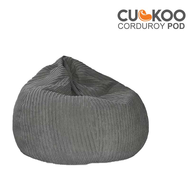 Ghế lười CUCKOO Pod (đã làm đầy hạt xốp) vải nhung gân xám đen