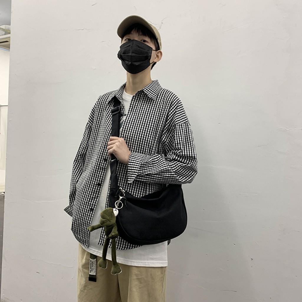 Túi Đeo Chéo Thời Trang Canvas Hình bán nguyệt , Phong Cách Ulzzang Dành Cho Học Sinh, Sinh Viên