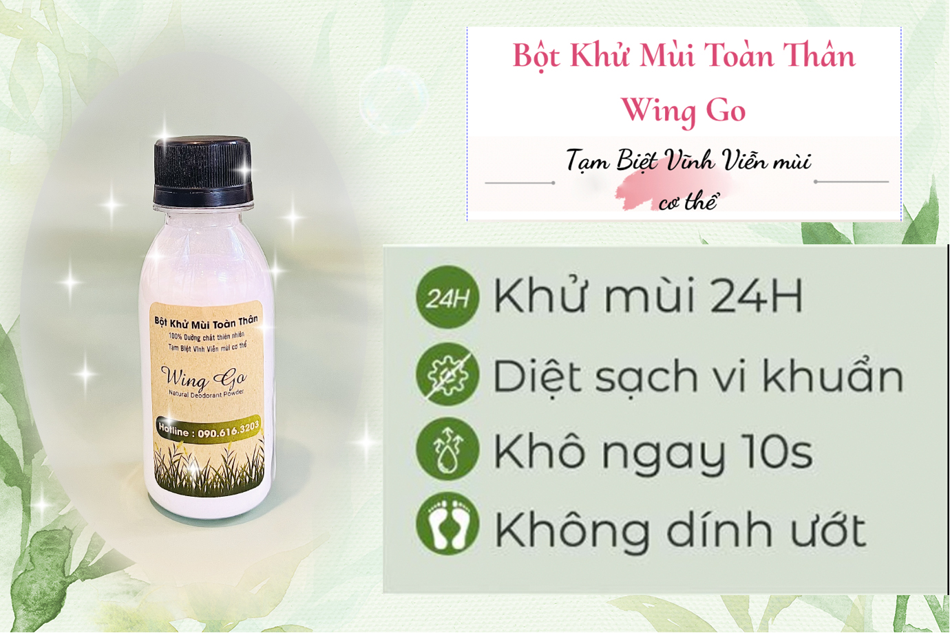[ KHÔ THOÁNG 72h ]Bột Khử Mùi Toàn Thân Ngăn Mồ Hôi, Giữ Khô Thoáng Suốt 72h