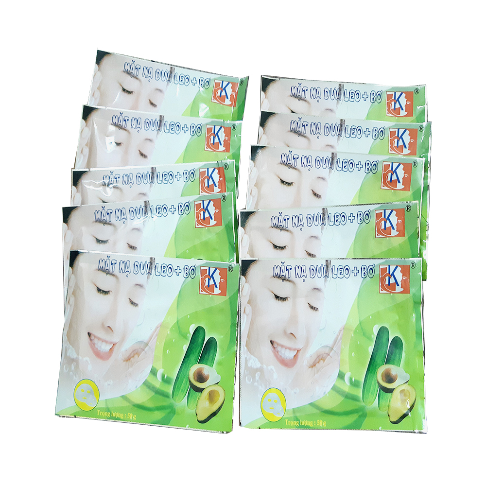 Combo 10 miếng mặt nạ dưỡng da LK chiết xuất Dưa leo + Bơ 50g