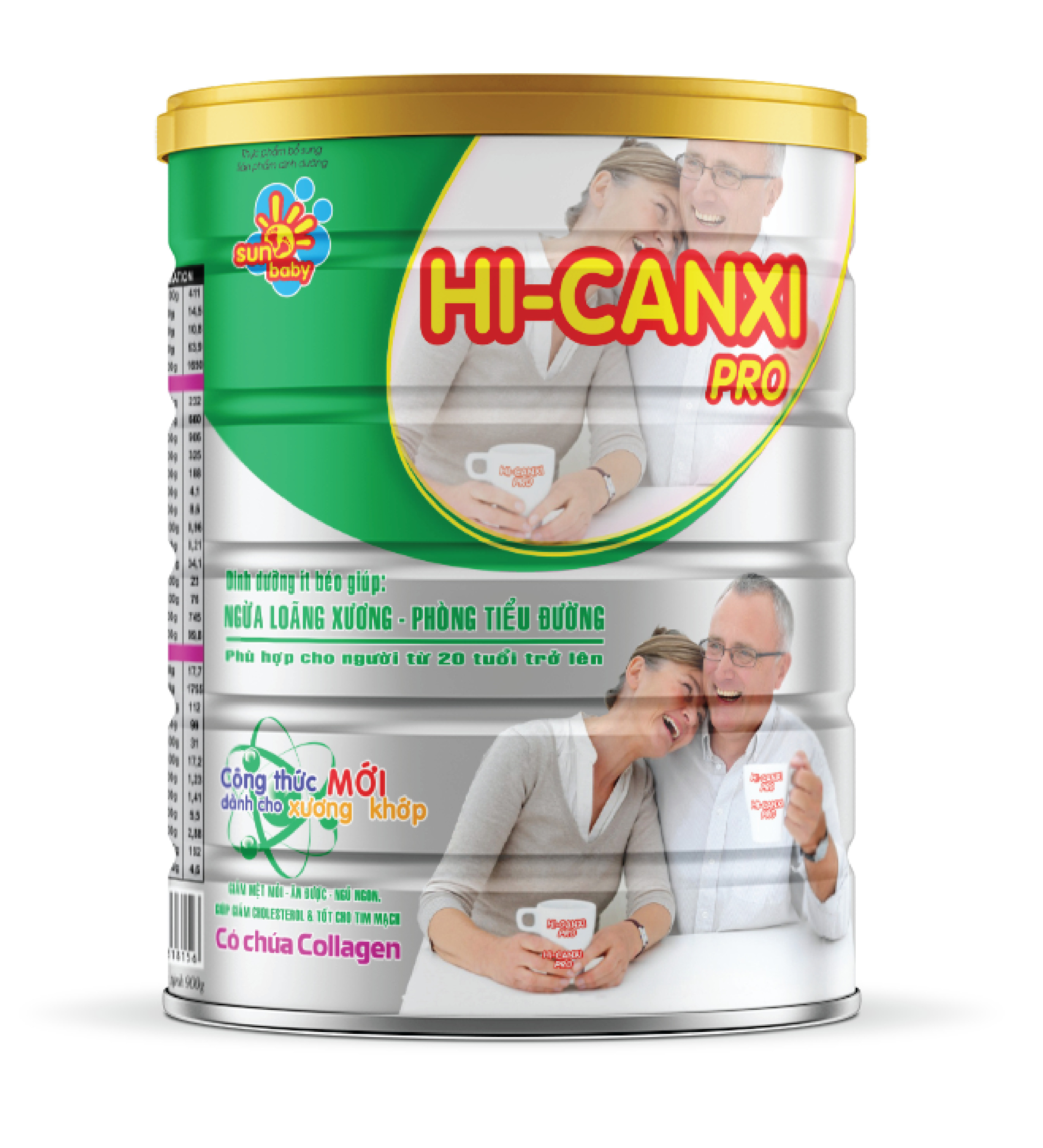 [Tặng 2 thảm massage chân] Combo 2 lon sữa Hi-canxi Pro ngăn ngừa loãng xương, phòng tiểu đường 900g Sunbaby