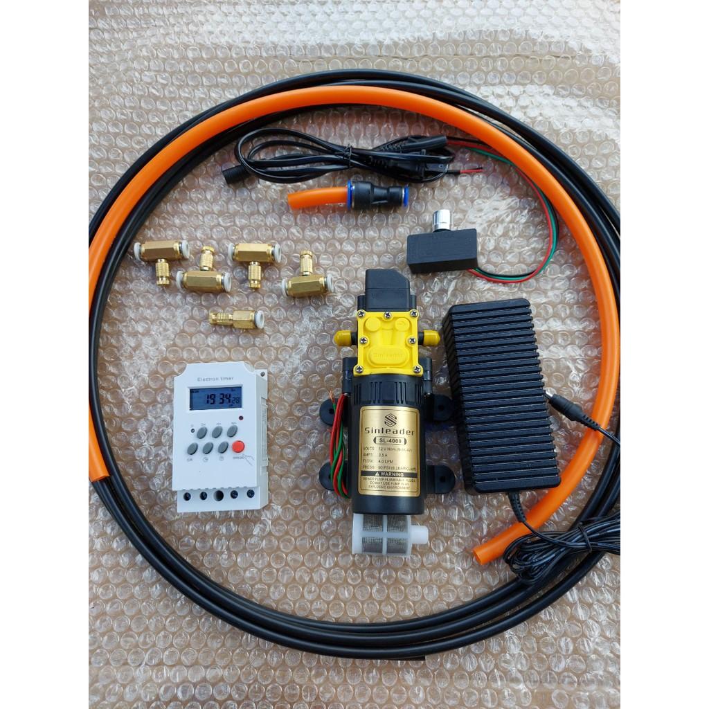 Bộ phun sương tưới lan tự động Bơm đơn SInleader kèm ngồn 10 béc đồng phun sương 15M dây phun sương 1M dây hút lọc rác v