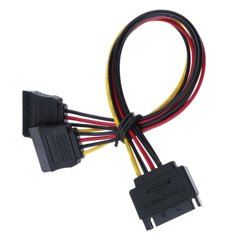 1 SATA to 2 SATA Dual Power Y Splitter Adaptor Cable Lead 2 Way 15 Pin - 15 Pin