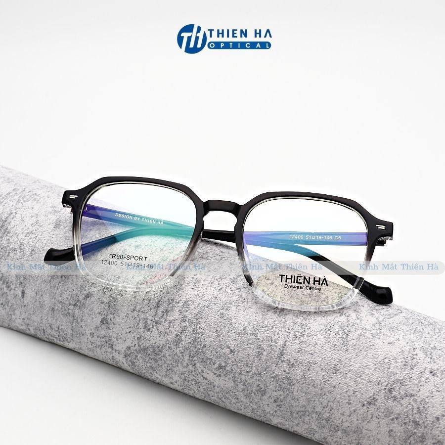 Gọng kính cận nam nữ THIÊN HÀ OPTICAL nhựa dẻo dáng đa giác nhựa TR90 mảnh nhẹ chắc UNISEX trẻ dễ đeo nhiều màu TH12400