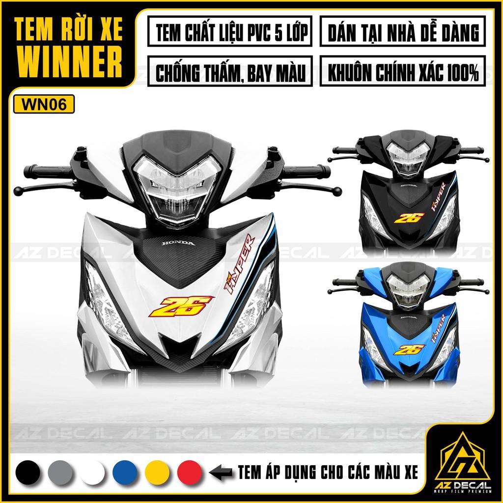 Tem Rời Dán Xe Winner V1 / 150 Mẫu HYPER | WN06 | Decal Chế Xe Chất Liệu PVC Chống Nước, Chống Bay Màu - Xanh Trắng