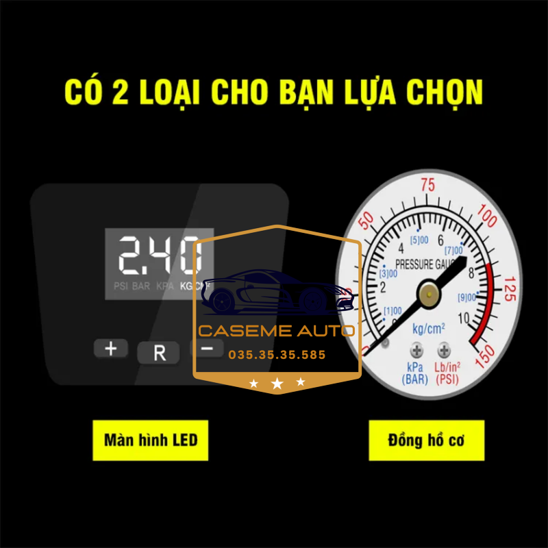 Bơm Lốp ô tô dự phòng Điện Tử Tự Ngắt Có Đèn Pin TANGDi cài đặt thông số tự động ( mã 1011) - Hàng Chính Hãng
