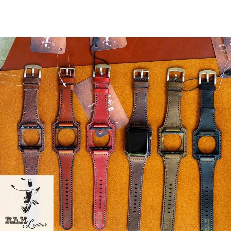 Dây đồng hồ da bò thật bundstrap apple watch bx cao cấp-chính hãng RAM leather