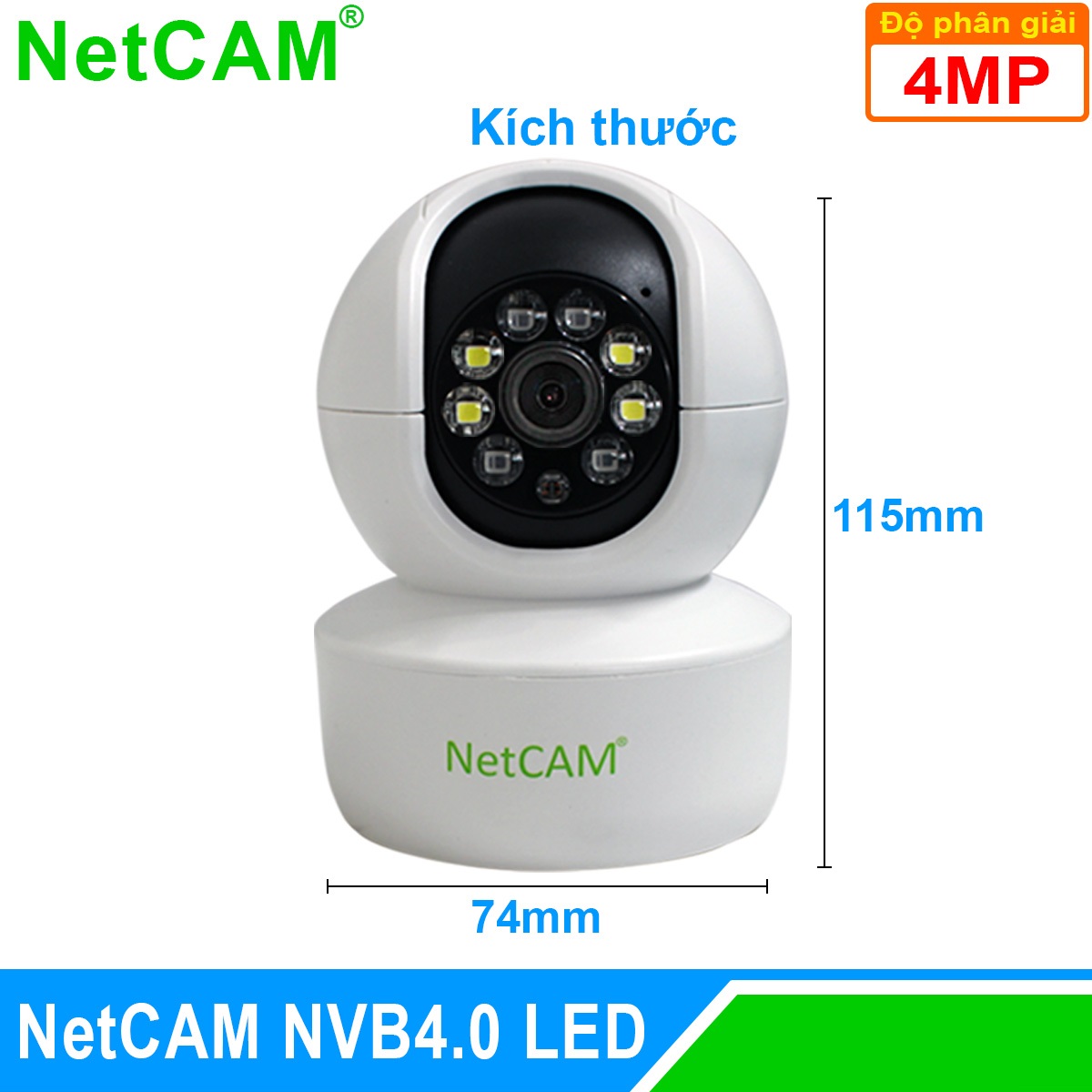 Camera IP wifi giám sát an ninh NetCAM NVB4.0, Độ phân giải 4.0MP, 4 đèn LED chiếu sáng - Hàng Chính Hãng