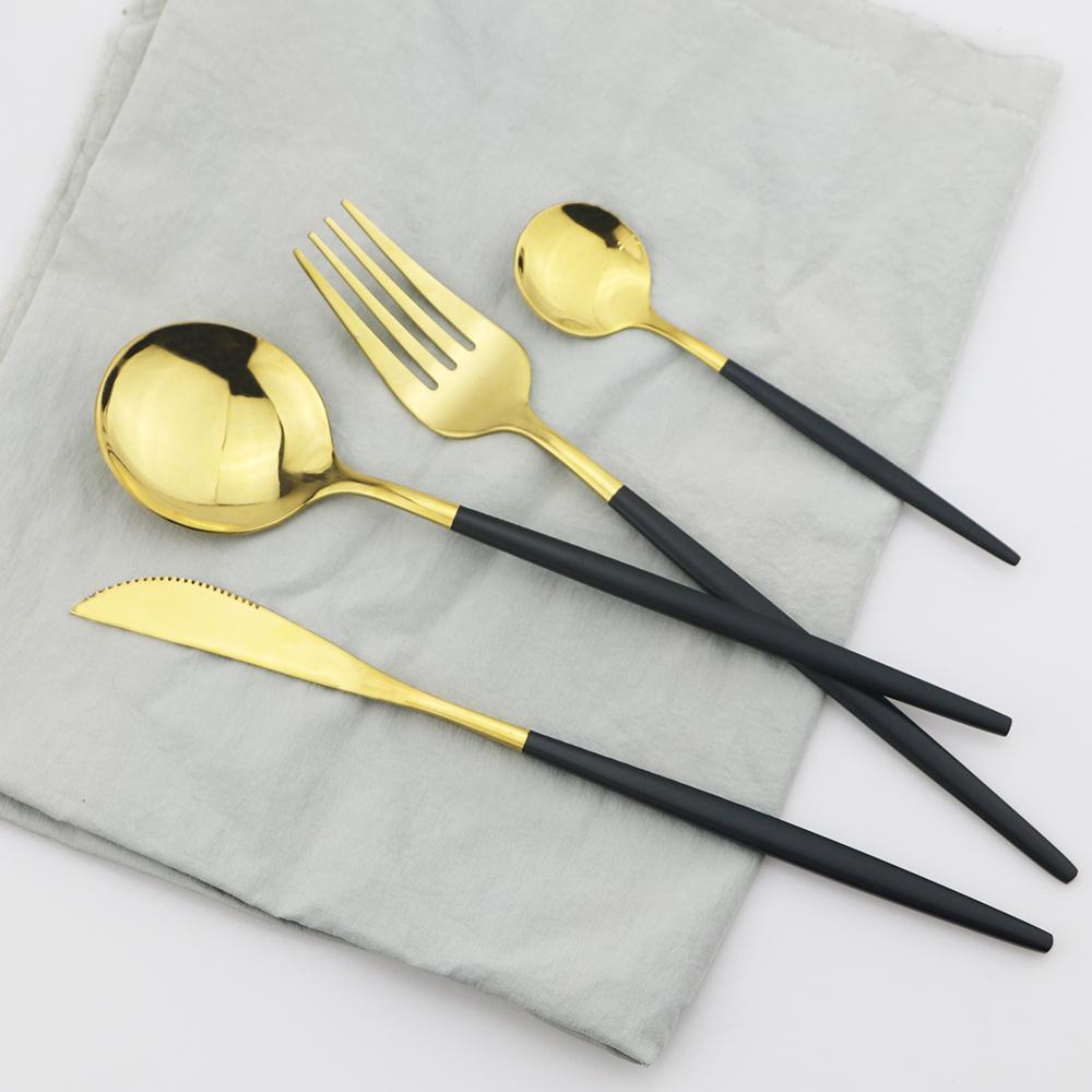 24 Chiếc Vàng Hồng Chén Ăn Bộ Bộ Dao Kéo Hợp Kim Inox Dao Dĩa Trà Thìa Ăn Tối Bộ Nhà Bếp Bộ Đồ Ăn Kiềng Bạc Bộ