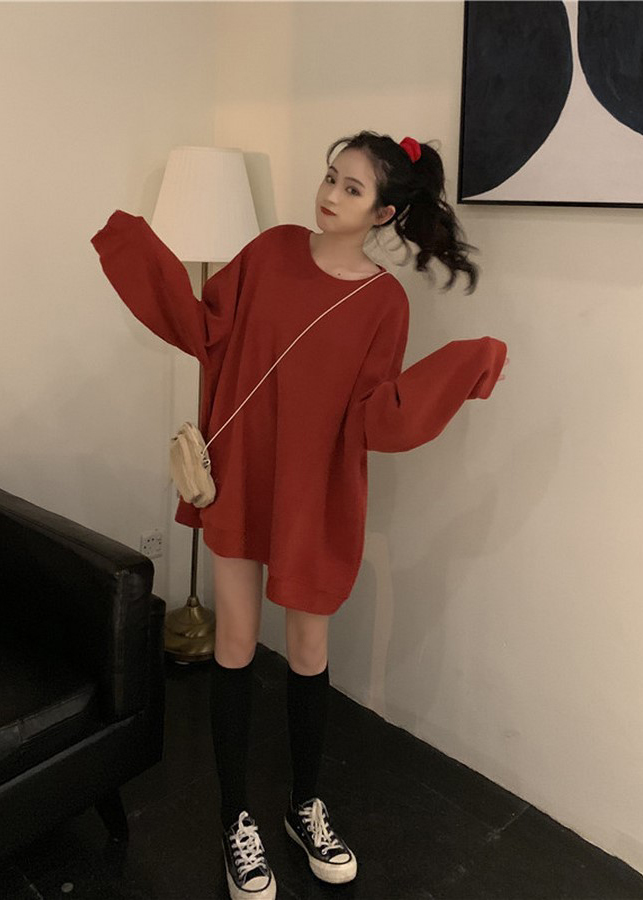 Áo Khoác Nỉ Sweater Trơn Form Rộng Phong Cách Đơn Giản Style Hàn Quốc Chất Nỉ Bông