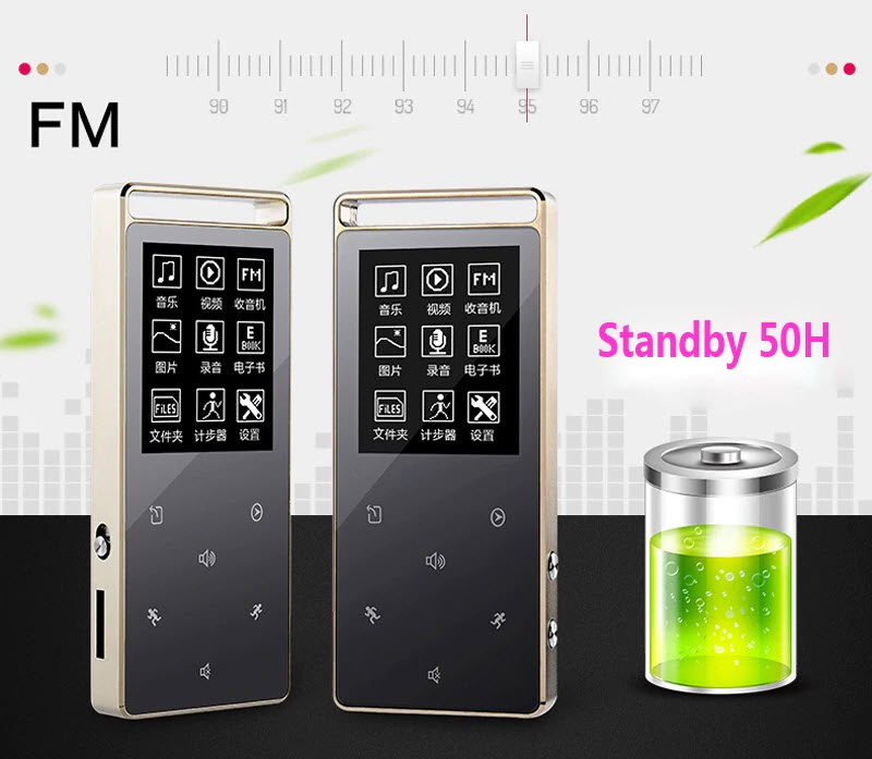 Ruizu D01 Bluetooth - Máy nghe nhạc MP3 Lossless thể thao HiFi Bộ Nhớ Trong 8GB - Hàng Chính Hãng