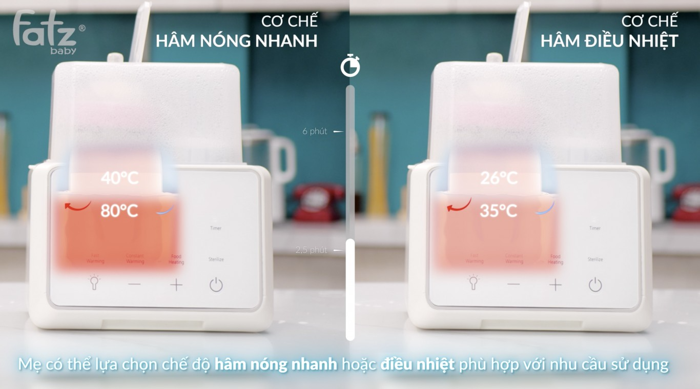 Máy hâm sữa tiệt trùng điện tử 2 bình Duo 3 plus cao cấp