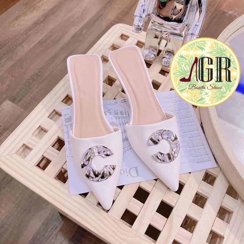 Guốc mũi nhọn khoá G da mềm gót nhọn 6p cao cấp