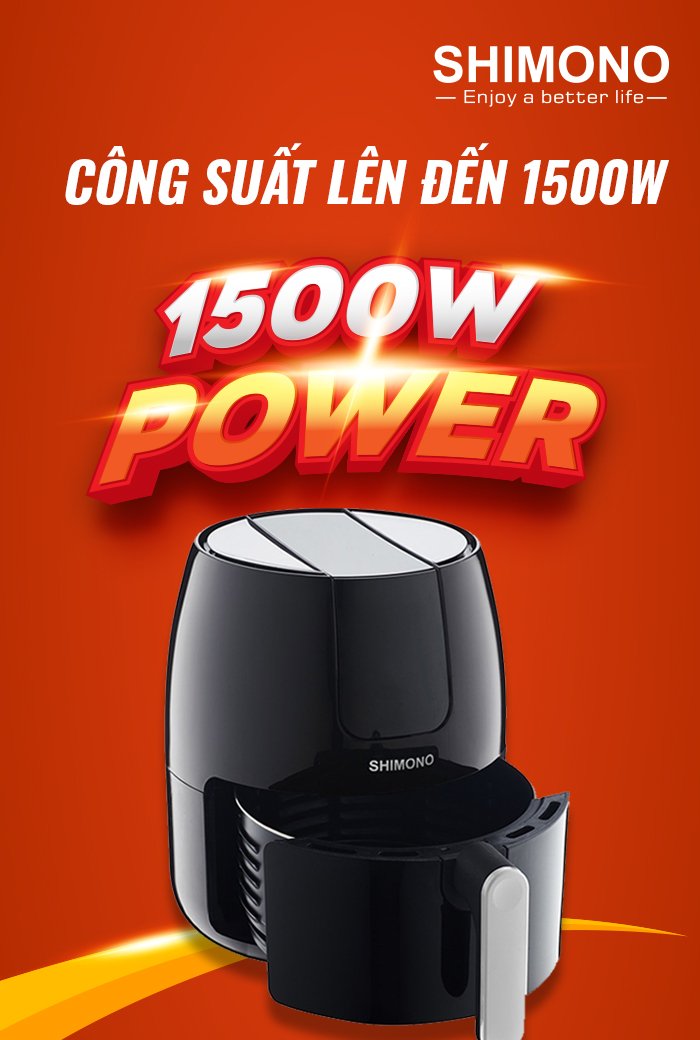 Nồi Chiên Không Dầu Shimono SM-AF458T 4,5L 1500W Cao Cấp Tiêu Chuẩn FDA Hoa Kỳ, LFGB Đức Tặng Kèm Trọn Bộ 9 Phụ Kiện Hàng Chính Hãng