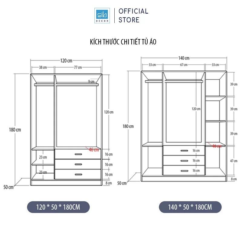 Tủ Quần Áo Gỗ SIB Decor Nhiều Ngăn Đa Năng Màu Trắng Phối Vân Gỗ Nâu