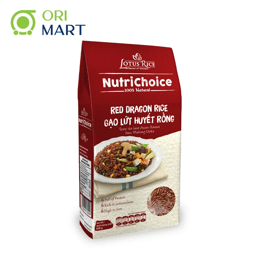 Gạo Lứt Huyết Rồng Hữu Cơ NutriChoice Gói 500G Thơm Ngon Bổ Dưỡng ORIMART