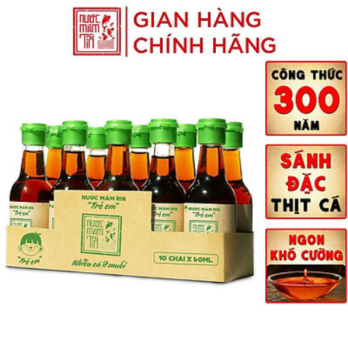 Lốc nước mắm Tĩn cho bé ăn dặm 42N chai thủy tinh 60ml nước mắm rin nguyên chất nhĩ từ cá cơm than