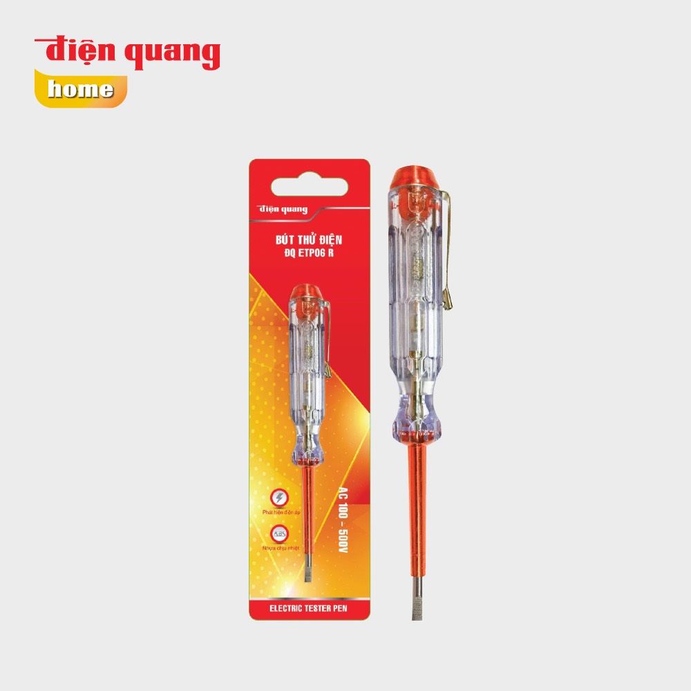 Bút thử điện Điện Quang ĐQ ETP06 R (Đầu vít dẹp,140 mm, màu đỏ)