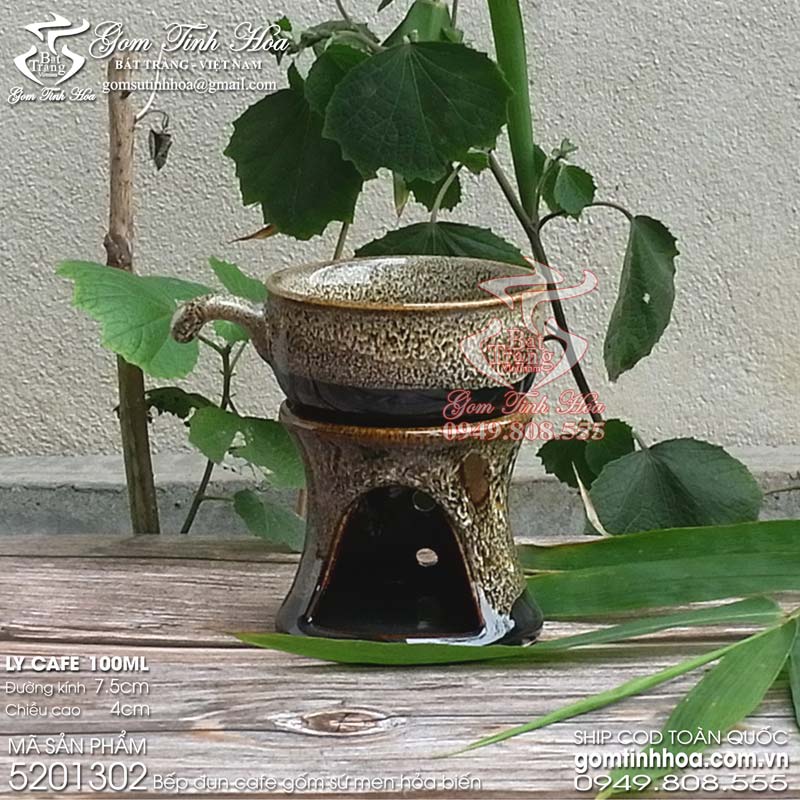 Bếp đun cafe gốm sứ men hỏa biến
