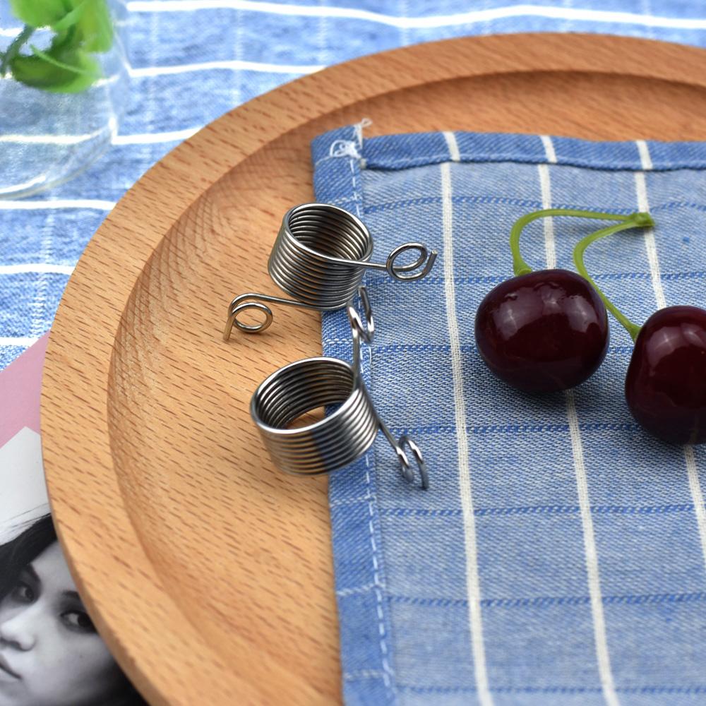 Nhẫn đan 2 đầu bằng thép không gỉ Thimble quấn sợi dẫn lò xo hỗ trợ đan móc