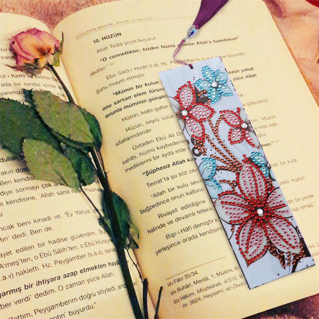 5D DIY Diamond Painting Kits Tassel Bookmark DIY Craft Office Supplies Flower