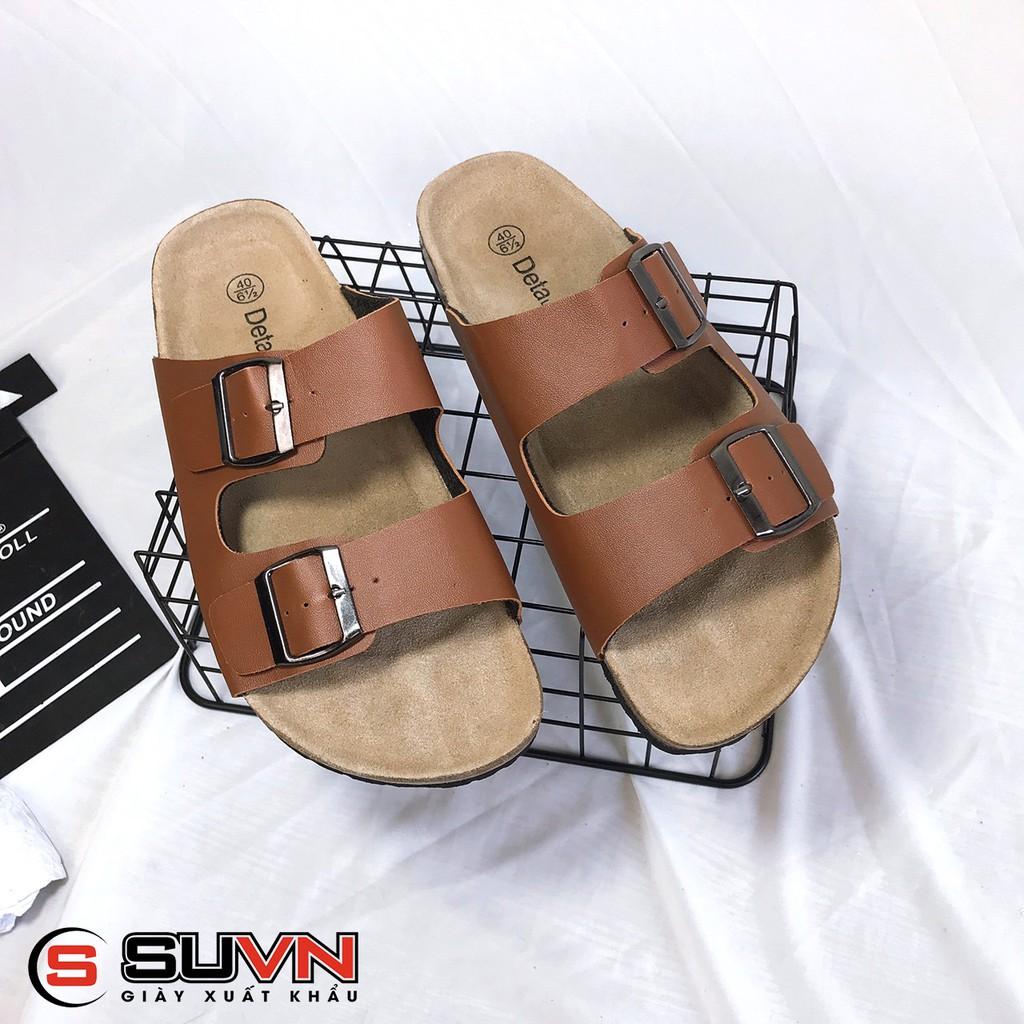 Dép đế trấu unisex 2 quai da VNXK SUVN