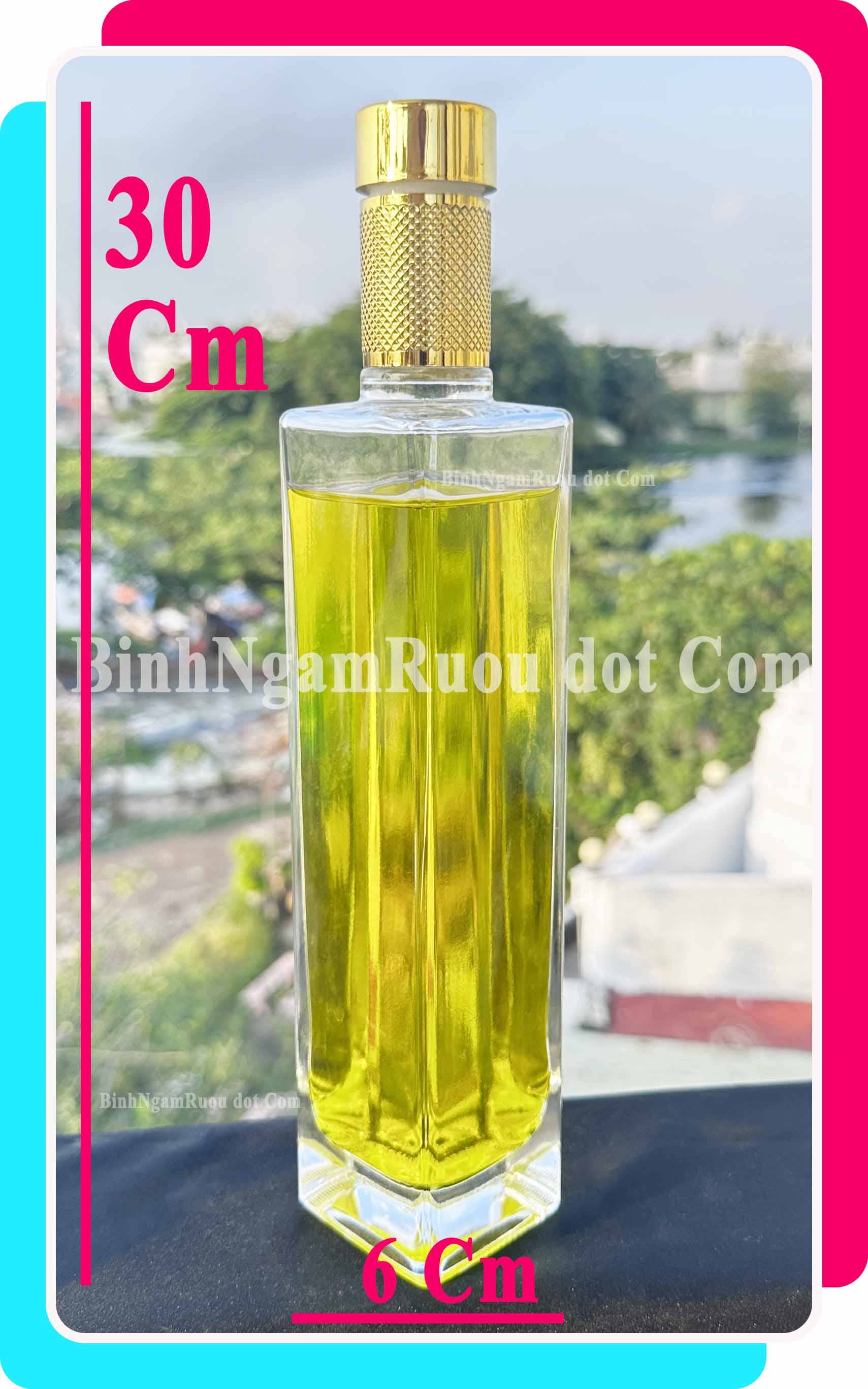 C46 Chai Đựng Rượu Thủy Tinh Vuông Cao Nắp Vàng Sang Trọng - Cao Cấp 500ml - Đẹp Cao Cấp - Nắp Kín Thủy Tinh Trong - Tặng Biếu Sang Trọng