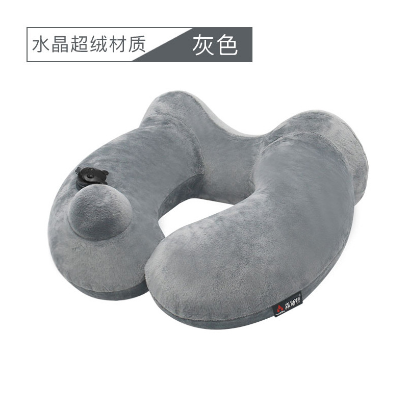Gối ngủ văn phòng chữ u kèm mũ chụp mắt khi ngủ có kèm túi gấp gọn khi không sử dụng tiện ích, gối ngủ bơm hơi di động
